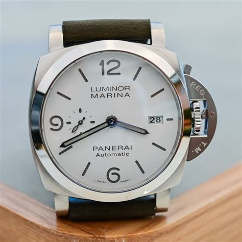 panerai luminor marina white face|panerai luminor marina 40mm review.